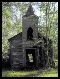 Abandoned, broken down church