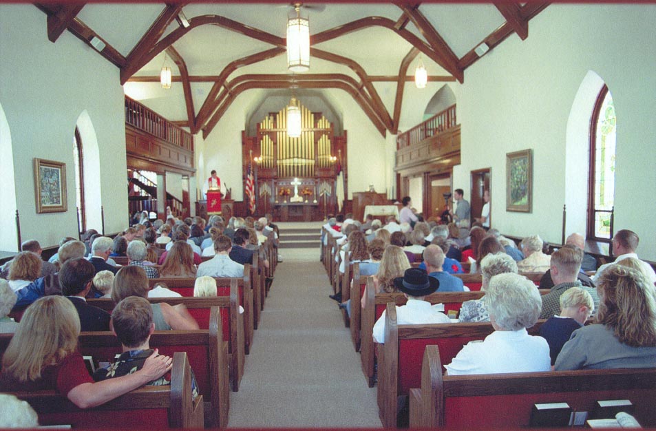 Inside of church during worship service